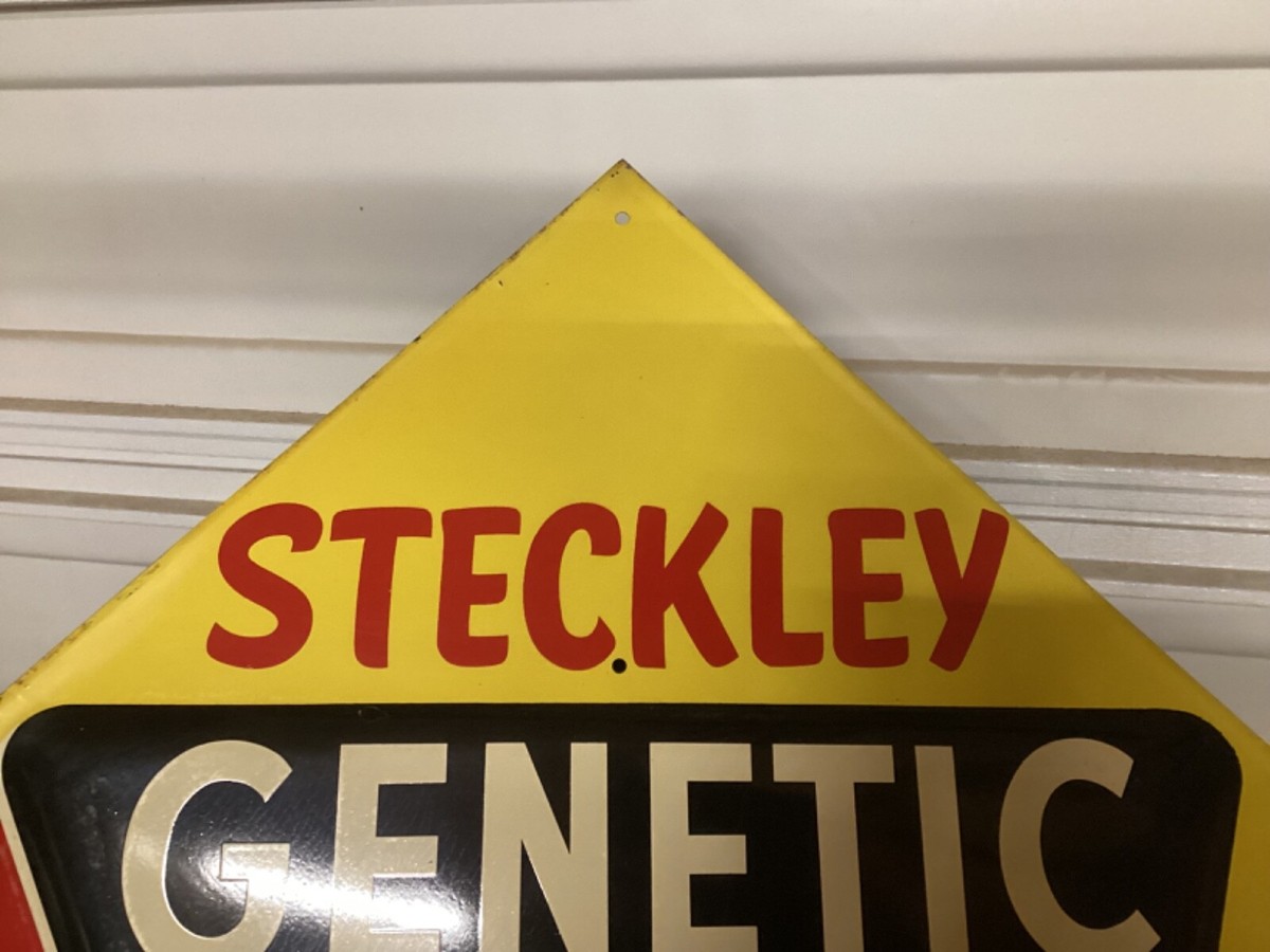 ORIGINAL Vintage STECKLEY GENETIC GIANT HYBRIDS Sign FARM AG Barn