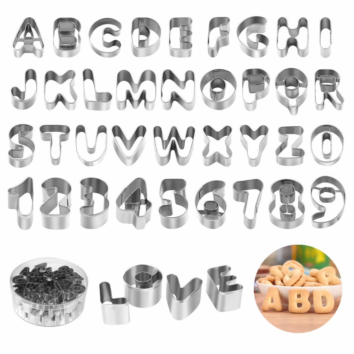 joyoldelf Set di 36 Formine per Biscotti - Lettere dell'alfabeto in (W9Y)