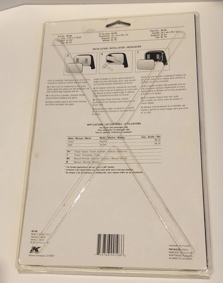 Vidrio de repuesto K-Source 99196 para furgoneta 96-02 Express tamaño completo; 96-02 Savana F Foto 4 de 4
