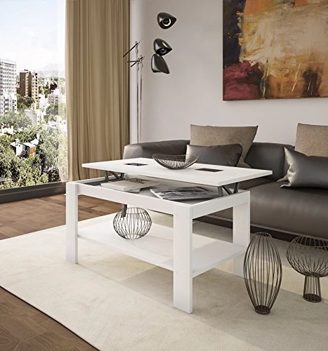 Mesa de centro elevable, salón comedor BLANCO, WENGUE, CEREZO O ROBLE - Imagen 2 de 4