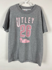 Philadelphia Phillies T-Shirt Youth 7 Chase Utley 26 Majestic Gray Baseball