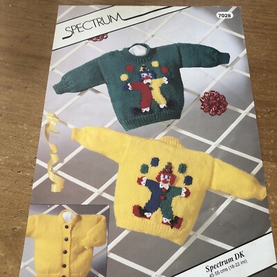 Vintage Strickanleitung, DK, Kinder Pullover & Strickjacke, Clown Motiv, 7028 ''