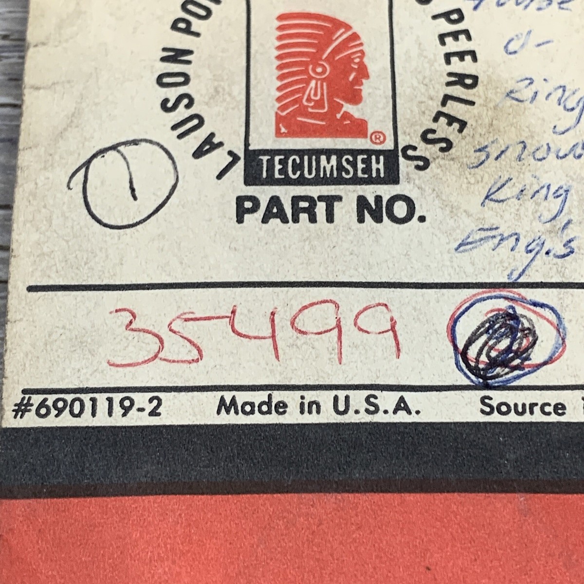 Tecumseh 35499 O-Ring Gasket Genuine Nos Oem Part | eBay
