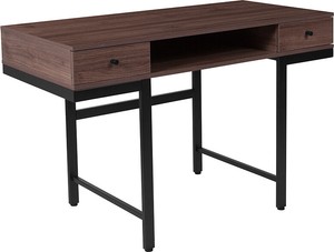 Dark Ash Wood Grain Finish Computer Desk with Drawers 