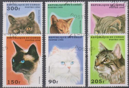 Timbres sur les Chats - Série de timbres du Congo - TBE - Foto 1 di 1