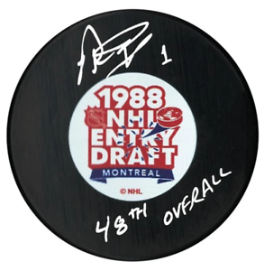 Peter Ing Autographed 1988 NHL Draft Inscribed Puck