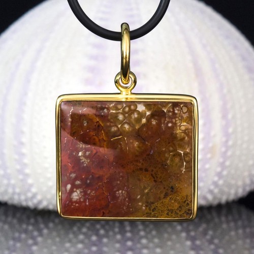 Anhänger Feder Achat Cabochon & Vermeil 18K Vergoldet an Sterling Silber 6.26 G - Bild 2 von 13