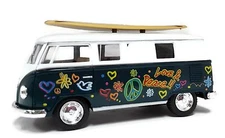 Kinsmart Volkswagen Classical Bus 1962 Surfboard 1:32 Diecast Model Bus Green