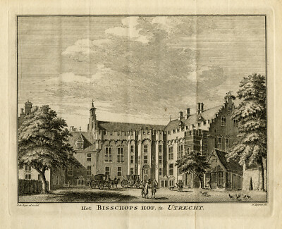 Antiker Druck-TOPOGRAPHIE-BISSCHOPSHOF-UTRECHT-NIEDERLANDE-Beijer-Spilman-1749