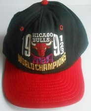 RARE VTG CHICAGO BULLS HAT AJD MADE IN USA 91-92-93 WORLD CHAMPIONS OFFICAL NBA