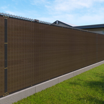7ft Privacy Fence Screen Windscreen Garden Heavy Duty Mesh Shade Net Cover Brown