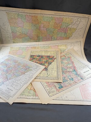 Antique Original Lot of (5) Arkansas State + Railway + Maps 1890's-Early 1900's