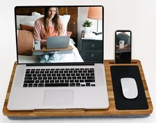 Lap Desk, Laptop Lap Desk with Cushion Made with Real Wood Acacia Wood.