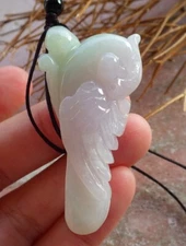 Certified Green Burma 100% A Jade jadeite Pendant Phoenix Parrot Ruyi 546157 AS