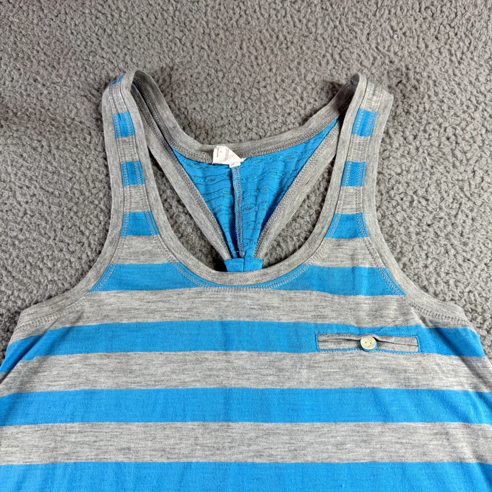 Vestido sin mangas Xhilaration para mujer espalda deportiva azul gris rayas talla L Foto 2 de 4