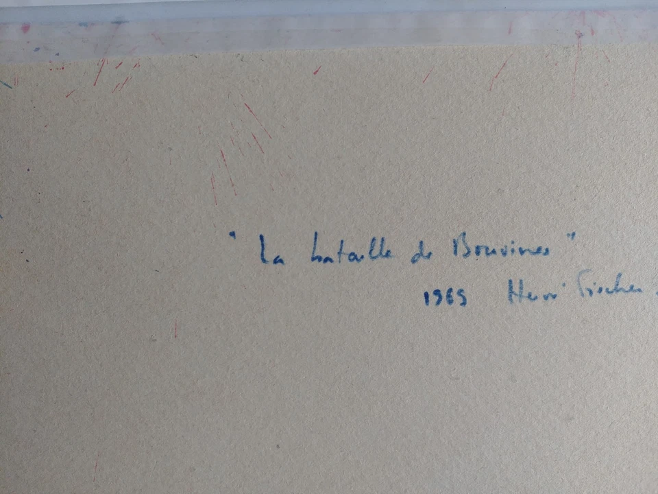 Hervé Fischer : La bataille de Bouvines (peinture, oeuvre originale, 1969) - Photo 3/3
