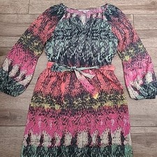 Women’s Harper and Gray Colorful Dress Sz M Button Down Pink Blue Orange Yellow