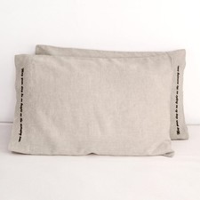 L Linen World Linen Pillow Cases 20x40 King Size Set of 2 French Flax Natural