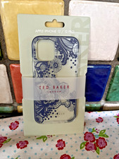 Image of TED BAKER iPhone 12 / 12 Pro Retro Swirl Mobile Phone Case Blue Floral Clear NEW