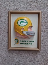 Placa de pared de fútbol americano Technigraph Green Bay Packers de colección RARA 3D 8,5"x7"