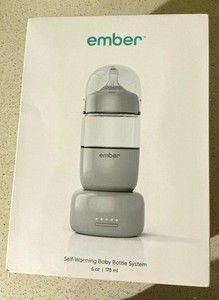 Ember Self-Warming Baby Bottle Set 6 uncji Szary Szeroka szyja Bez BPA NOWA