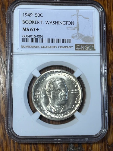 1949 Booker T. Washington Commemorative Silver Half Dollar, NGC MS67+ PLUS