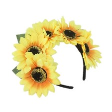 Ethnic Style Flower Shape Headband Yellow Realistic Sunflower Headband for Girls