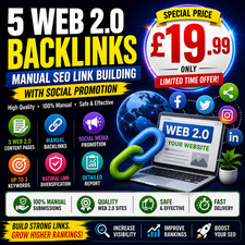 Manual Web 2.0 Backlinks | 5 High-Quality SEO Links + Social Promotion | &pound;19.99