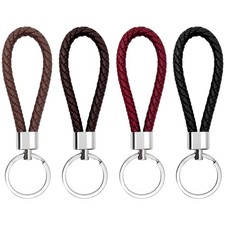 4Pcs Braided Leathe Keychain Keyring Straps for Home Office Car Keys Bags