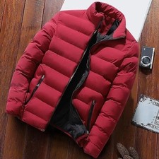 Mens Winter Warm Quilted Parka Down Jacket Padded Bubble Puffer Zipper Coats UK