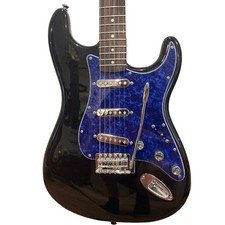 Fender Squier Strat Personalizado | Negro | Blue Pearl Pickgaurd | Pastillas/Perillas Plateadas