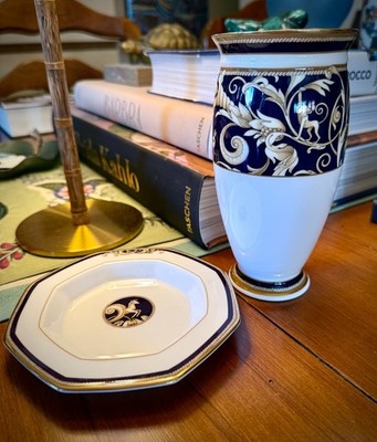2 pc. Wedgwood Cornucopia Bone China 6'' Vase & 5'' Tray EXCELLENT