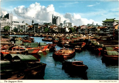 Singapore River, E. Ludwig, John Hinde Studios, Cabinteely, Co. Dublin, Postcard