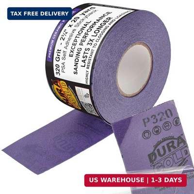Dura-Gold Premium 320 Grit PSA Purple Film Ceramic Longboard Sandpaper, 2-3/4'' W