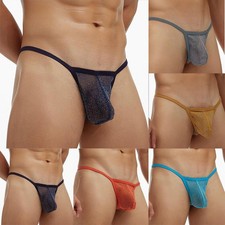 Mens G-String Mesh See Through Pouch Briefs Underwear T-back Thong 2022 New
