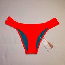 NWT PILYQ Daiquiri Orange Strappy Madrid Beach Teeny Style Bikini Bottom, Sz L.