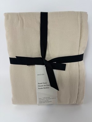 West Elm Tencel Linen King / Cal King Duvet Cover Sand Beige NWT