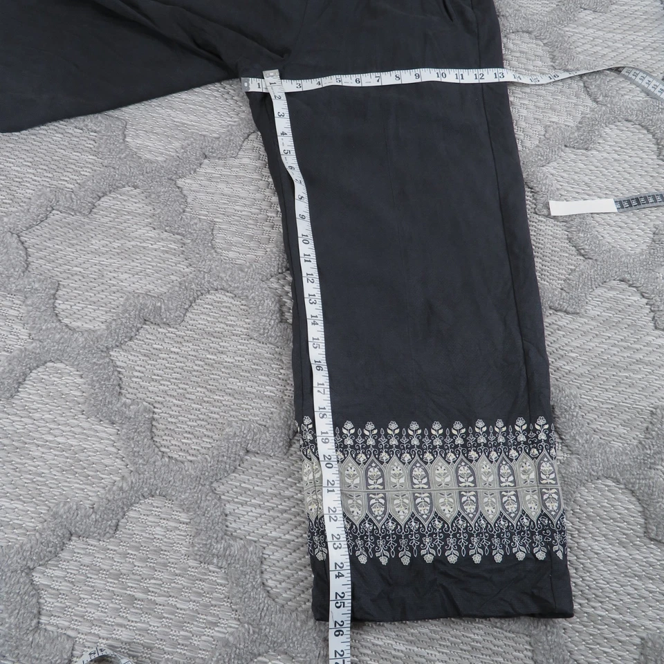 Pantalones Tommy Bahama De Colección Para Mujer 12 Negros Seda Pierna Ancha Boho Paisley Floral Foto 2 de 4