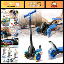 Adjustable Kick Scooter for Kids 5-12, 3-Wheel Light Up, Lean to Steer, Foldable