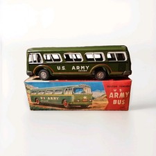 VTG SKK Tin Friction Powered US Army Bus 6912264 Made In JAPAN Original Box NOS