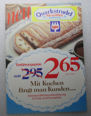 Selten für Sammler ! Original Werbung  IGLO Quarkstrudel wie in Wien Großhandel