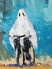Jose Trujillo Art PRINT 16x20 Collectible Artist Painting Ghost on Bike