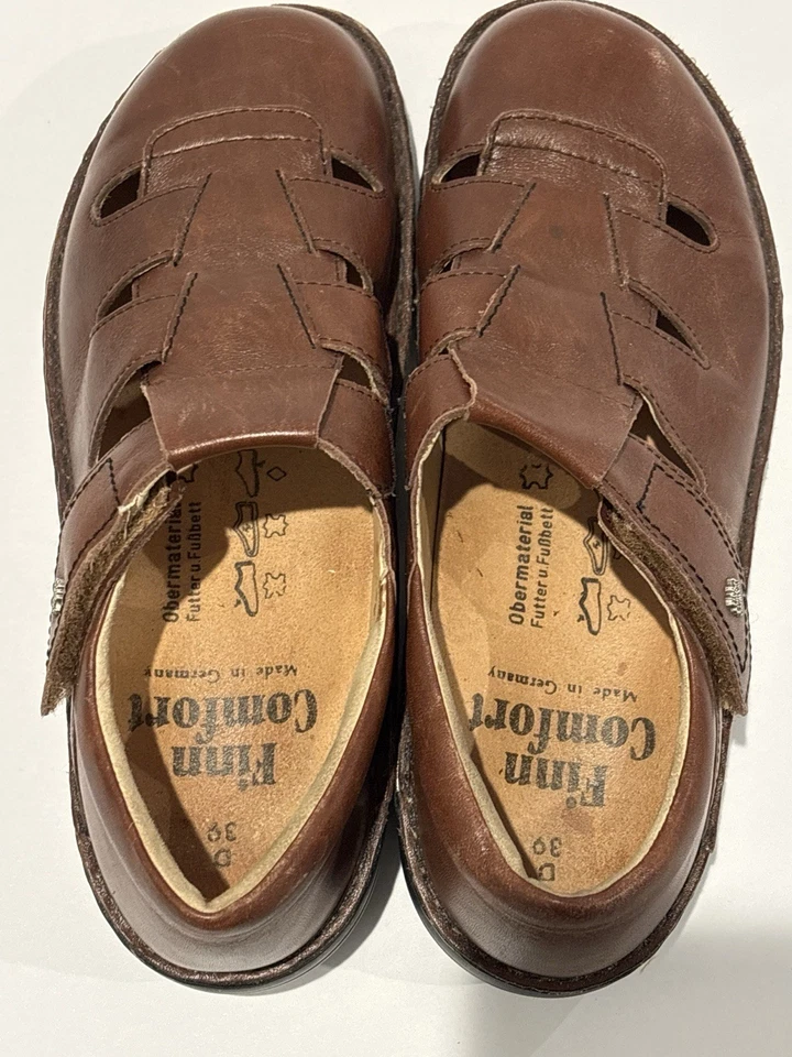 Sandalias de pescador de cuero Finn Comfort 39 para mujer marrón Alemania Sylt ortopédico Foto 3 de 4