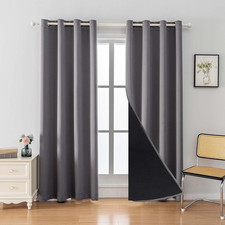 100 Blackout Curtain 2 Panels Set,Thermal Insulated Window Drapes for Bedroom,F