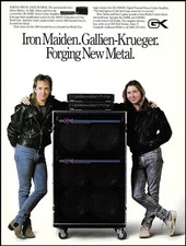 1988 Gallien-Krueger GK amps ad featuring Iron Maiden Adrian Smith Dave Murray