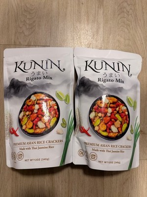 2 Bags of  Kunin Rigato Mix Premium Asian Rice Crackers, 12Oz Each, Exp: 8/2026