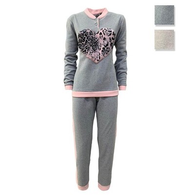 Pyjamas Winter Long Woman In Dot Milan Long Sleeves Heart Junia 3811