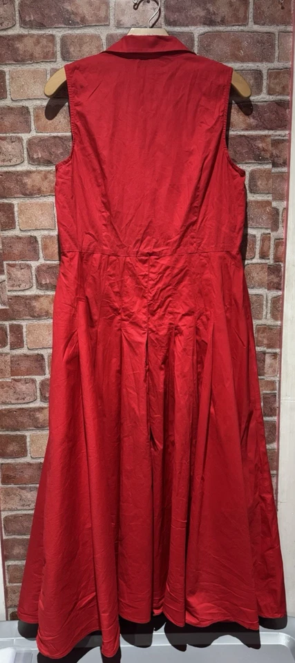 Maxi Vestido Chadwicks Vintage Para Mujer Talla 16 Rojo Rubí Sin Mangas Con Botones Foto 2 de 4