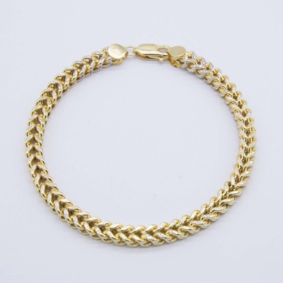 5,5 mm Herren Franco Pave Armband Echt 10K Gelb Weißgold 9''