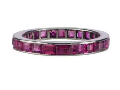 Art Déco 17 K 750 Weißgold Gold 1,0 ct Rubin Eleganter Memoire Memory Ring!